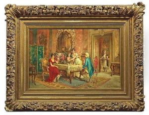 Eine Gesellschaft Beim Tee Im Salon