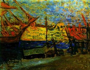 La Tartanes Dans Le Port De Saint-tropez by Henri Person