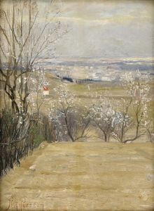 Franskt Varlandskap Med Blommande Frukttrad by Peter Adolf Persson