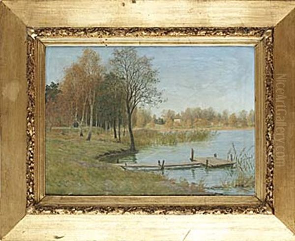 Sormlandskt Landskap Med Figurer Vid Herrgard - view 1