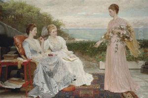 The Ramparts, Walmer Castle; Portraits Of The Countess Granville, And The Ladies Victoria And Mary Leveson-gower by Charles Edward Perugini