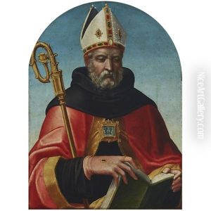 St. Augustine, The Bishop Of Hippo And Doctor Of The Truth Of The Church, Shown With A Crosier And Miter In The Habit Of The Augustinian Order