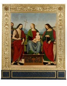 La Vierge A L'enfant Entouree De Saint Jean-baptiste, Saint Jean L'evangeliste Et Saint Bruno by Pietro Vannucci Perugino