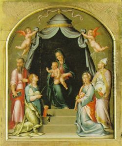 Madonnan Med Barnet Omgivna Av Martyrer by Pietro Vannucci Perugino