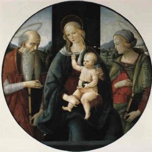 Vierge A L'enfant Entre Saint Jerome Et Une Sainte Martyre by Pietro Vannucci Perugino