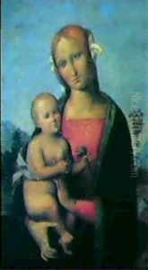 Madonna Mit Kind Vor Landschaftlichem Hintergrund by Pietro Vannucci Perugino