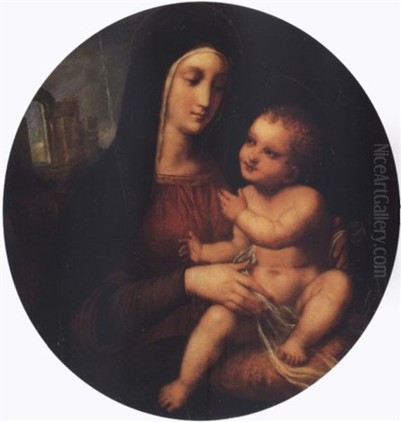 Madonna And Child Seated Before A Landscape With Classical Ruins - view 1