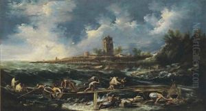 Castaways Landing On The Beach After A Storm