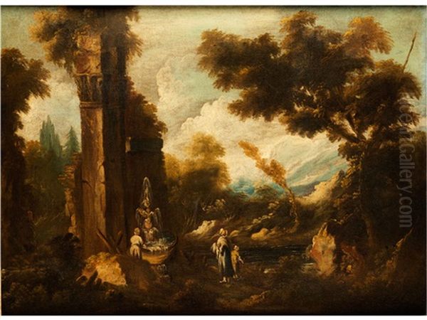 Fantasielandschaft Mit Ruinen Und Figurenstaffage - view 1
