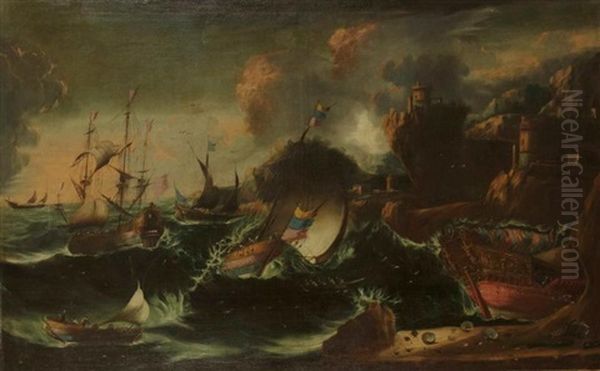 Bateaux Sur Une Mer Agitee (pair) - view 1