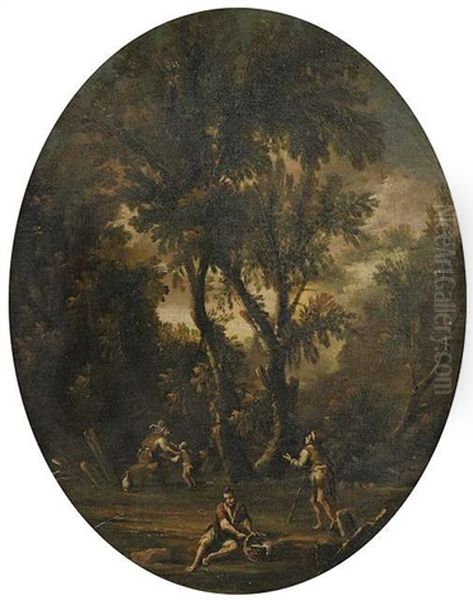 Bewaldete Landschaft Mit Bauern Und Bettlern - view 1
