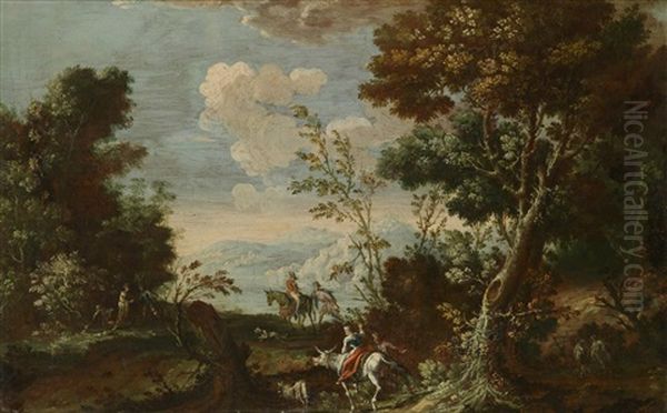 Berglandschaft Mit Figurlicher Staffage (+ Another, Lrgr; 2 Works) - view 1