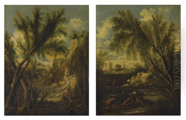 Paesaggio Boscoso Con Contadini (+ Another; Pair) - view 1