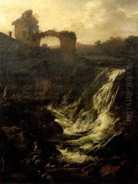 Paesaggio Con Cascate E Rovine - view 1