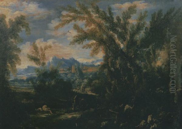 Paesaggio Con Astanti In Sosta - view 1