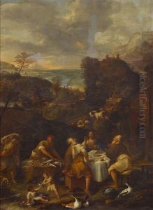The Supper At Emmaus by Giovanni (Giambattista) Peruzzini