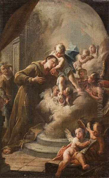 Zwei Bilder: A) Der Hl. Antonius Von Padua Verehrt Das Ihm Erscheinende Christuskind, B) Der Hl. Josef Verehrt In Seiner Werkstatt Das Christuskind - view 1