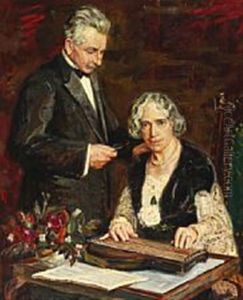 Portrait Of The Painter Adele Peschke Koedt's Parents, Bernth Nielsen And Wife by Matthias M. Peschcke-Koedt