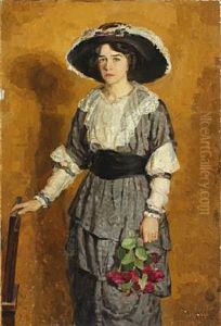 Portrait In Full Figure, Probably The Artist's Wife Adele On Their Engagement Day