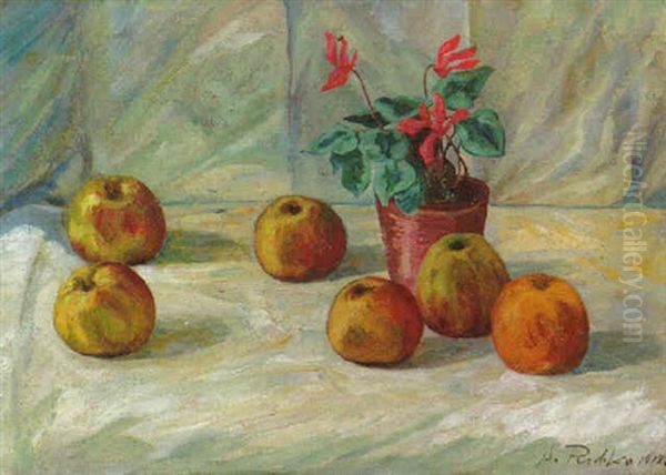 Stilleben Mit Zyklame Und Apfeln - view 1