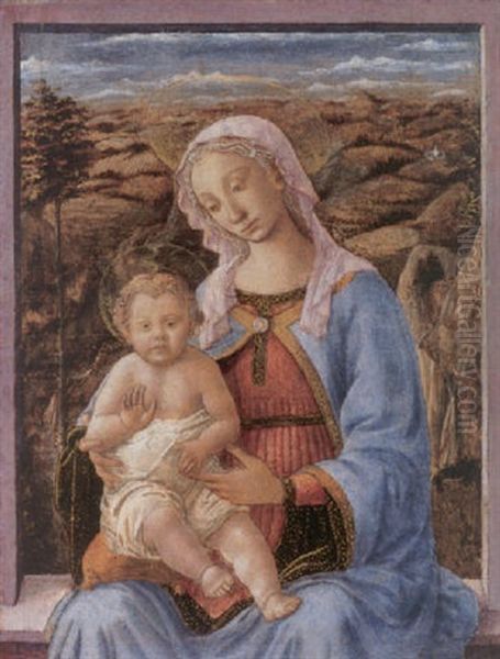 Madonna And Child Seated On A Window Ledge - view 1