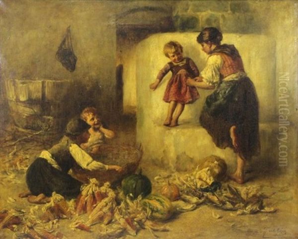 Mother With Children Playing - view 1