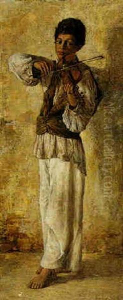 A Young Boy With A Violin - view 1