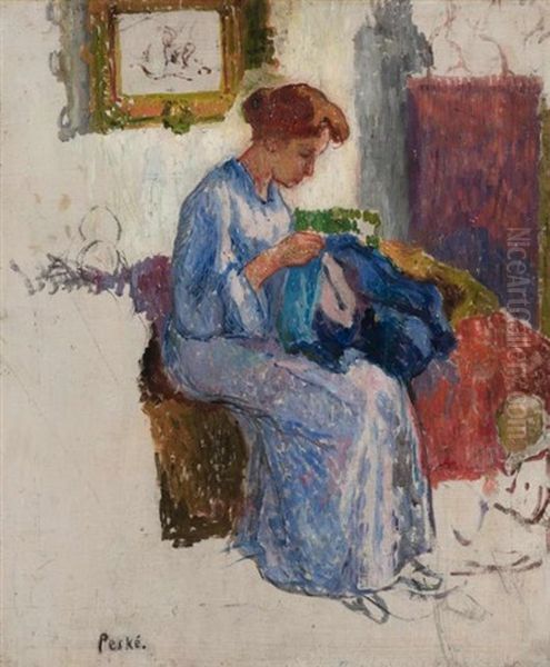 Jeune Femme Cousant - view 1