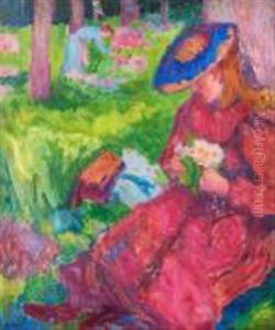 La Cueillette Des Fleurs by Jean Misceslas Peske