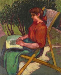 Young Girl Reading by Jean Misceslas Peske