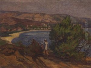 La  Point De Gouron Et La Plage Du Lavandou by Jean Misceslas Peske