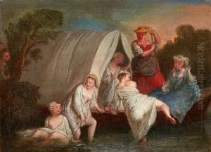 Ladies Bathing By A Covered Gondola