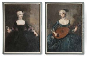 Eleonore Von Schlieben-sanditten, Freifrau Von Keyserlingk (1720-1755)/hofdame Der Konigin Elisabeth Christine, Ehefrau Friedrichs Des Grosen. 2 Werke by Antoine Pesne