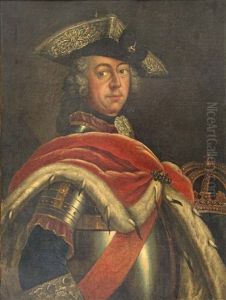 Friedrich Der Grose Mit Dreispitz (brustbildnis-dreiviertelfigur) by Antoine Pesne