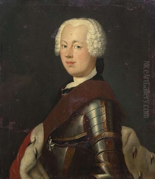 Erbprinz Friedrich Von Bayreuth. Brustbild Nach Links In Rustung Und Hermelinmantel. Er Tragt Den Schwarzer-adler-orden - view 1