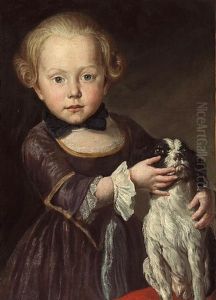 A Portrait Of A Young Boy, With His Dog by Antoine Pesne
