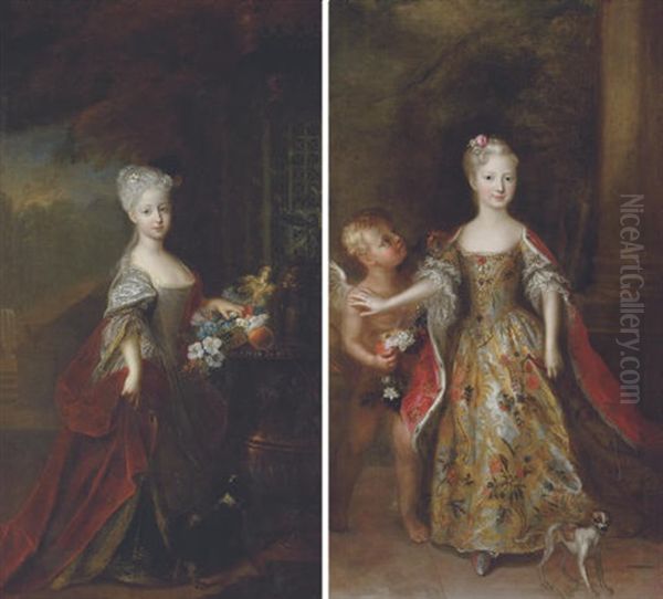 Portrait Of A Princess (empress Maria Theresa Of Austria?) In A Silver Dress (+ Another; Pair) - view 1