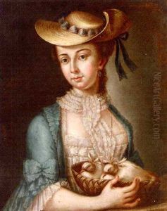 Portrait Of A Lady, Half-length, With A Vase Of Flowers (+ 3 Others; Set Of 4)