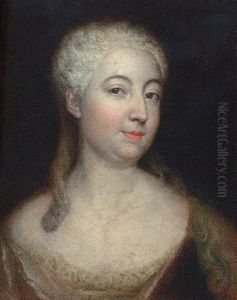 Portrait Of A Lady, In A Red Dress With Lace Trim