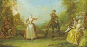 Tanzendes Paar Vor Einer Eleganten Gesellschaft Im Freien