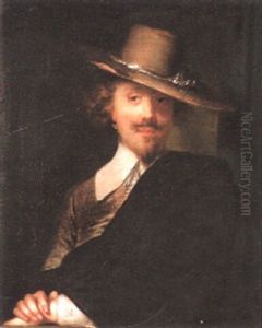 Portrait Of A Gentleman, Half Length, Wearing A Wide Brimmed Grey Hat