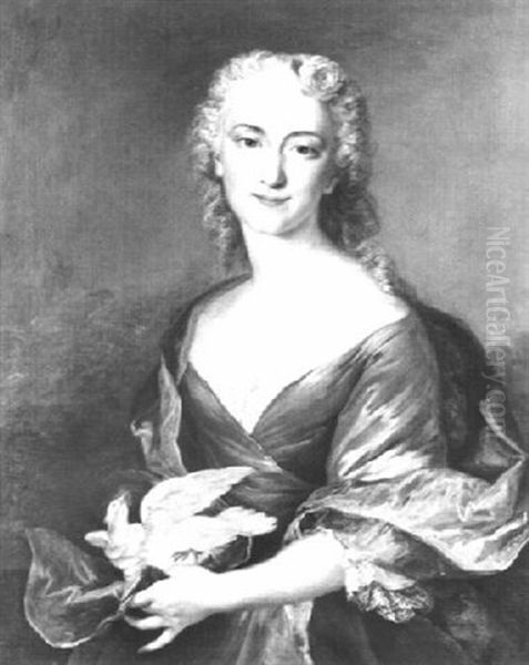 Portrait D'une Jeune Femme Tenant Une Colombe - view 1