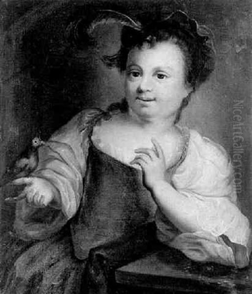 Portrait D'une Jeune Fille Tenant Un Oiseau - view 1