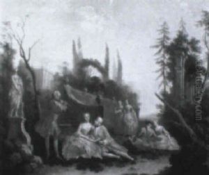 Elegant Figures In A Park by Antoine Pesne