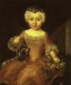 Portrait Of A Young Girl With A Spaniel And A Basket Of Flowers Portrait Of A Young Girl With A Spaniel And A Basket Of Flowers