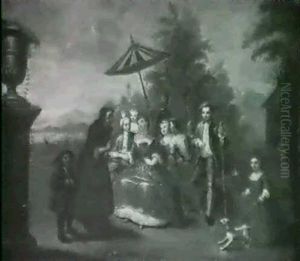 An Elegant Lady Having Her Fortune Told, Surrounded By Her Attendants by Antoine Pesne