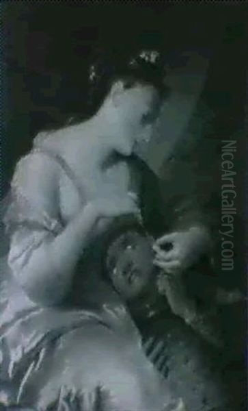 Jeune Femme Percant L'oreille D'un Petit Serviteur - view 1