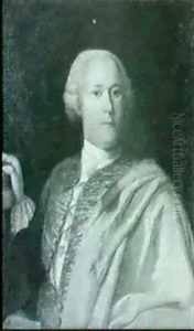 Portrait Of Francois P.j. Cravau Half Length Wearing A      Lawyers Red Gown Holding A Book And A Letter Inscribed A