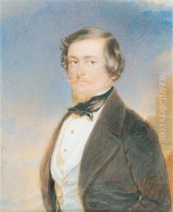 A Portrait Of A Young Gentleman With A Blond Beard Against A Cloudy Background