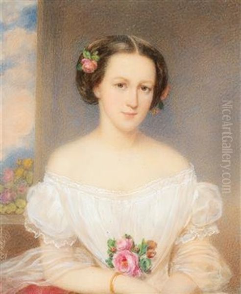 A Portrait Of A Young Women In A White Dress - view 1